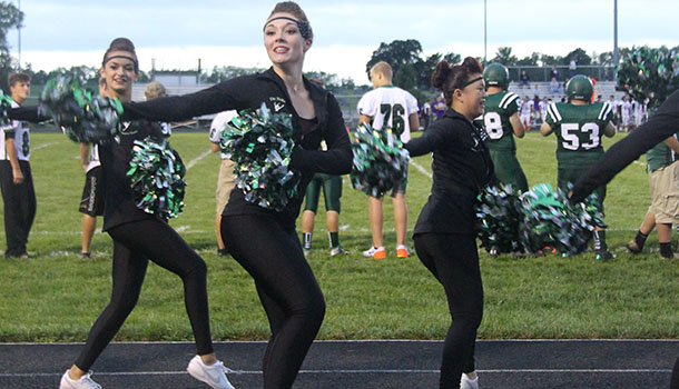 Senior Gabby Stephens dances on Sept. 5 during halftime of the De Soto High School vs. Harmon High School football game.