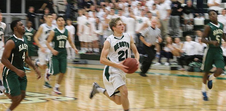 Senior Jacob Jennings after a fast break. 