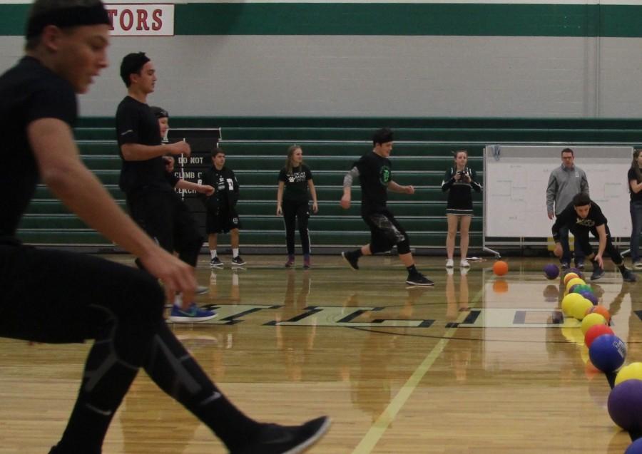 Sophomore team competes on Jan. 15 during the 5th quarter dodge ball tournament. 