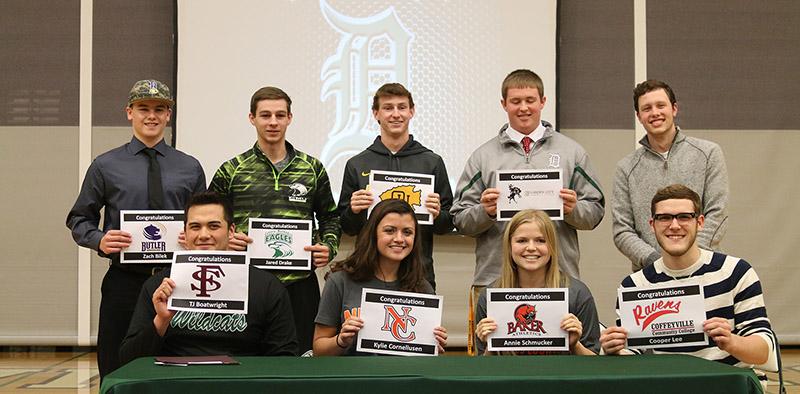 Recently committed student-athletes pose at the event on Feb. 4 during seminar. 