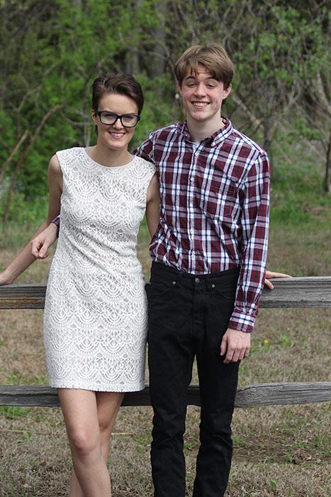 Prom queen Emma Goldsby stands next to king candidate Kyle Wernimont. Photo by Julia Sanders