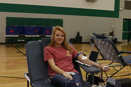 Sophomore Whitney Wegner donated blood on May 5. Photo by Lauren Titus.