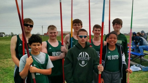 DHS javelin track members before warming up at the Eudora meet on April 29.