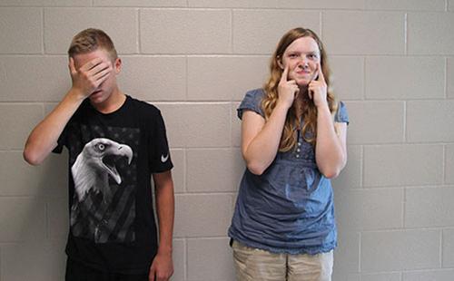 Freshmen Blake Millman and Lauren Mallicoat pose for a picture on Aug. 30.