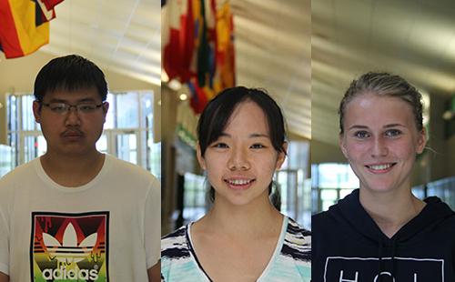 De Soto High School has three foreign exchange students this year. (from left to right: Kevin Tao, Celeste Zeng and Kjersti Jensen).