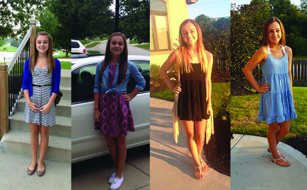 Sydney Hoover poses on her first day of her freshman, sophomore, junior and senior year.