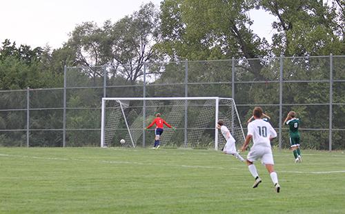 Sophomore Daniel Apple chips the keeper to put DHS up 1-0 with an assist by Ethan Rodriguez