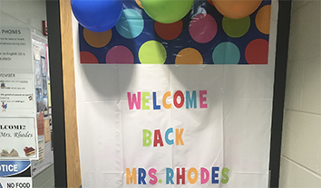 Decorations hung by students to prepare for English teachers arrival after surgery. 