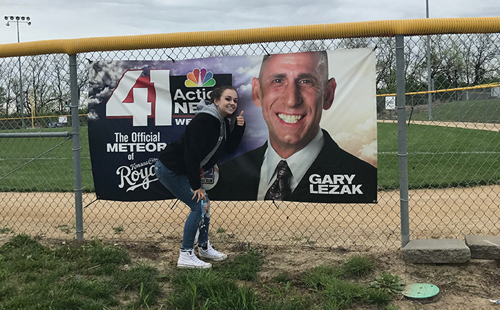 Me, posing with our beloved Gary Lezak at 3&2 baseball fields. The Green Pride staff has deemed ourselves Leak's biggest fans – in all honesty, it's just another inside joke,