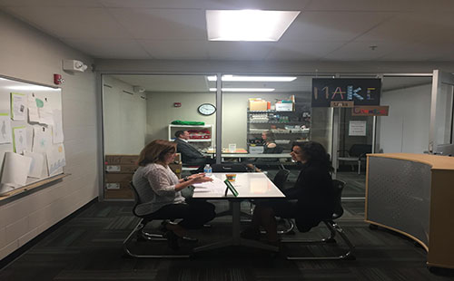 Two students being interviewed for their mock interviews