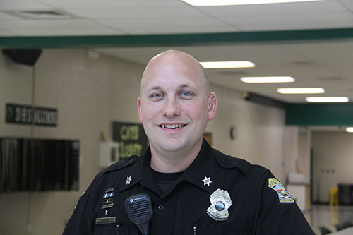 Deputy Keys poses for a photo in the commons. Photo by Rylee Wilson 