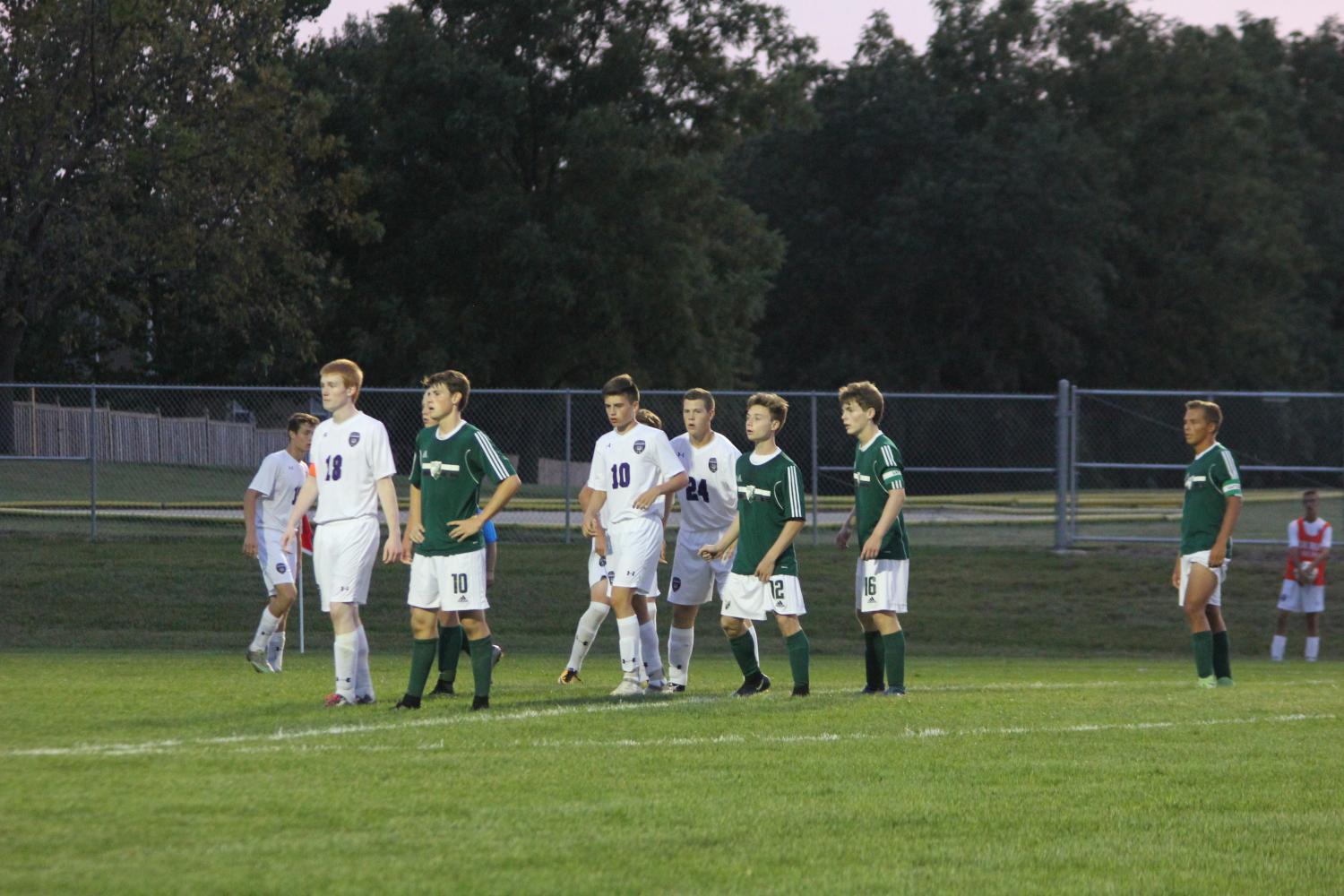 Wildcats set up for a corner kick at the game vs Louisburg on Sept. 12. 