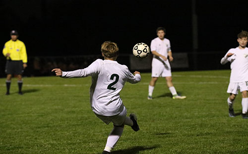 Sophomore Adam Lee takes a free kick on Oct. 24