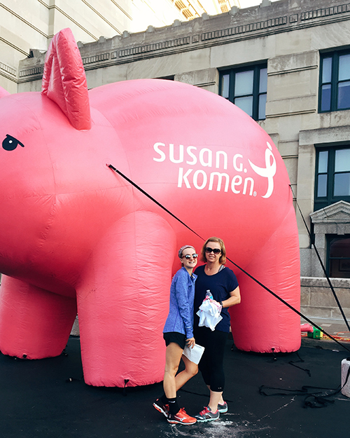 Junior Rylie McDaniel poses with her mom Jennifer at the Susan G. Komen 5k walk/run on August 14, 2016