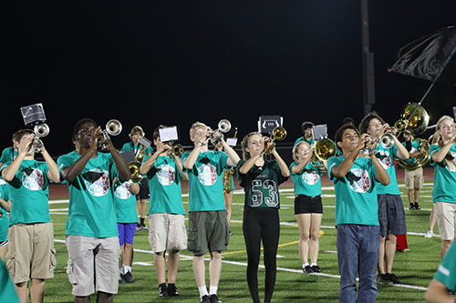 DHS marching band preforms during the homecoming football game halftime show