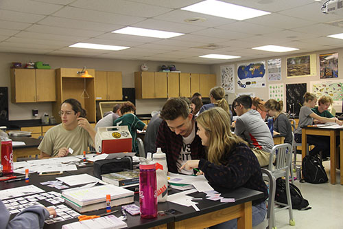 Students of the Environmental Science class work on biome assessment projects on Oct. 2.