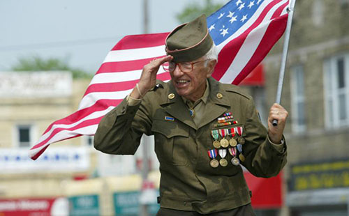 American soldier getting honored at an event.