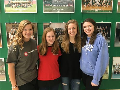  Students Hayle Ellis, Heather King, Ellie Warnes, and Emma Blom gather for a picture after receiving a “1” rating at the KSHAA regional festival, advancing to State piano which will be held in Wichita on Feb. 17.
