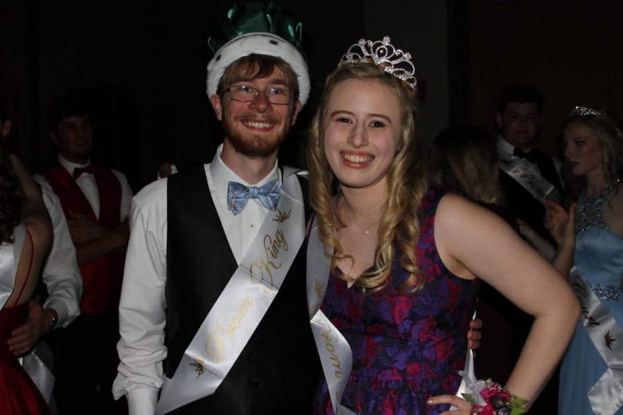 Henry Cahoone and Elizabeth Seidl pose after being crowned prom king and queen on April 28. 