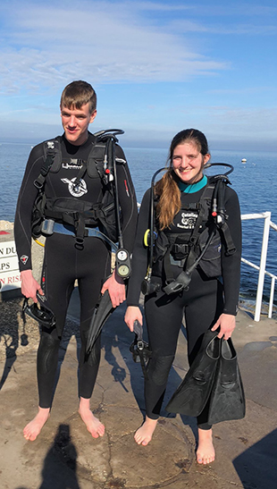 Senior Sydney Selk with her brother at Catalina Island, California, on day three of acquiring her scuba certification on Jan. 4.