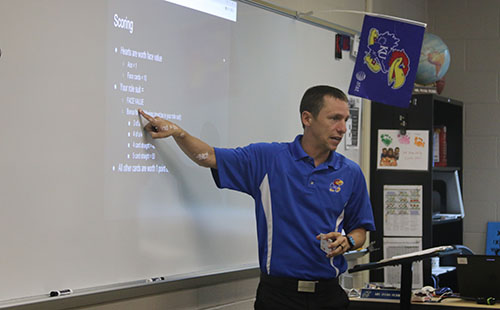 Social studies teacher Ryan Robie explains an activity to his World History class on Sept 17. 