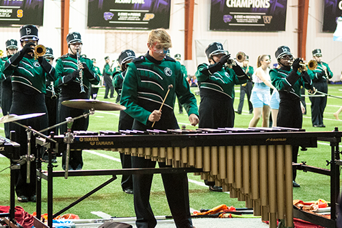 Junior Eli Gratz plays the marimba during the performance on Oct. 6. 
