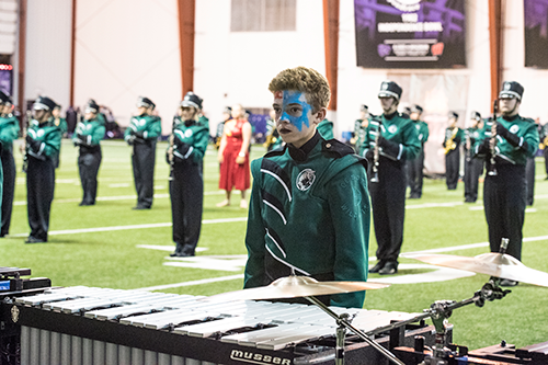  Sophomore Jake Facinelli prepares to play the vibraphone on Oct 6. 
