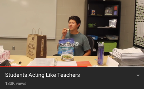 Senior Daniel Smith imitates a teacher in Student Council’s viral YouTube video which was published on Sept. 22 2017.
