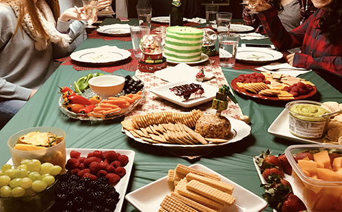 Junior Lane Hileman’s table is set with food for her “friendsgiving” celebration for Thanksgiving, 2017. 
