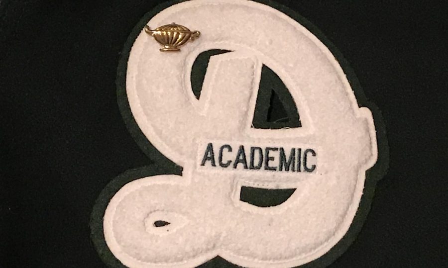 Each of the 258 recipients of the academic letter were given this cursive “D” as well as a pin on Jan. 8 to commemorate their accomplishment. 