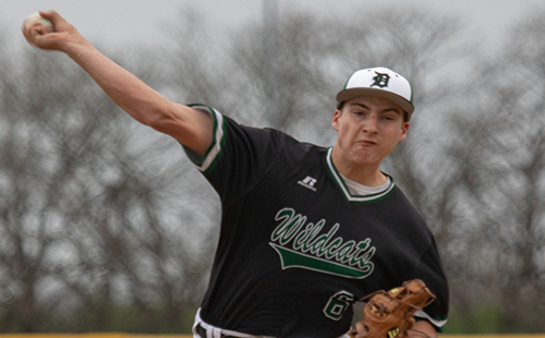 Senior Tyler Barkemeyer pitches at a baseball game during his junior season on April 25, 2018.  