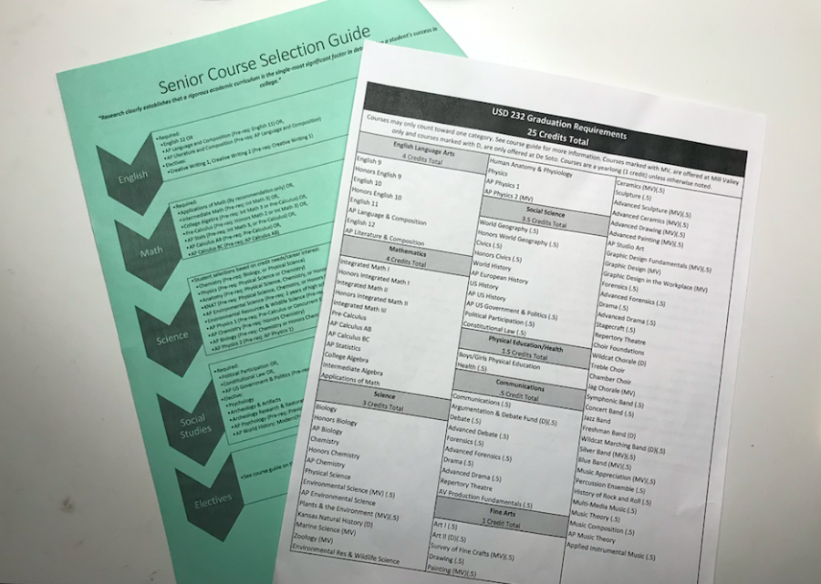 Course selection guides given to students to help them plan their schedules and learn about new classes added to the curriculum.  
