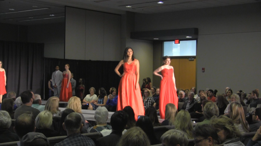 Junior Ashlen Boresow poses at the end of the runway at the Natalie M. Fashion Show.