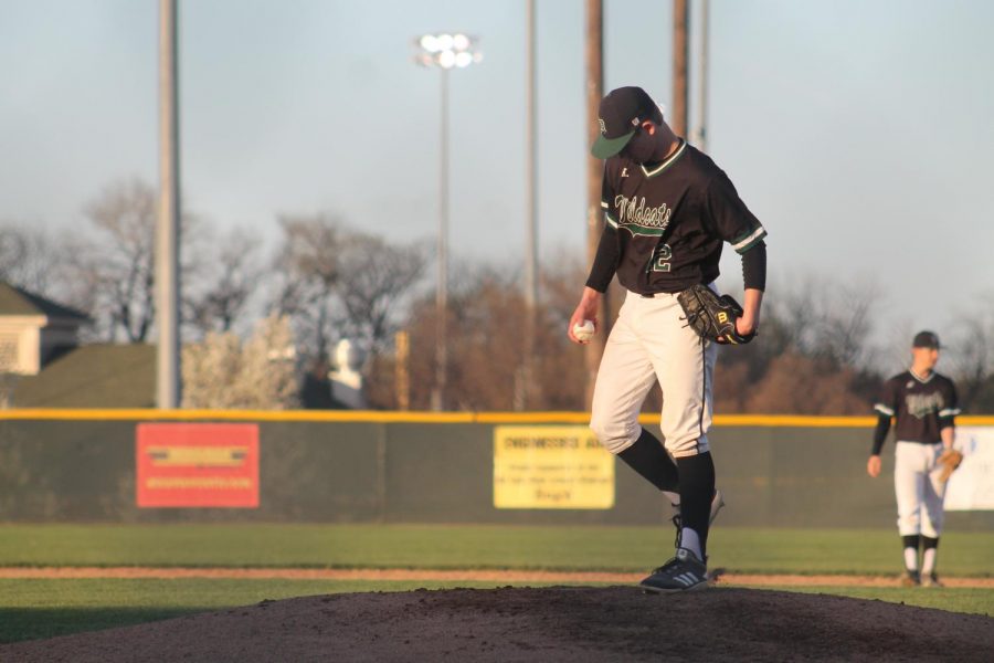 Sophomore pitcher Weston Madden takes the mound against Ottawa on April 12.