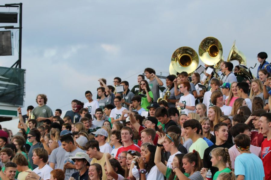 DHS students gather in the football stadium at the annual Fall Fest on Aug 23, 2019.