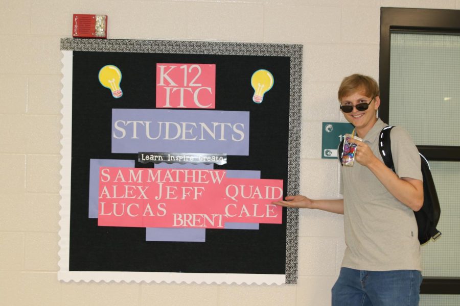 Senior Quaid Tucker shows off his role as a K12 student technology intern on Sept 20. 
