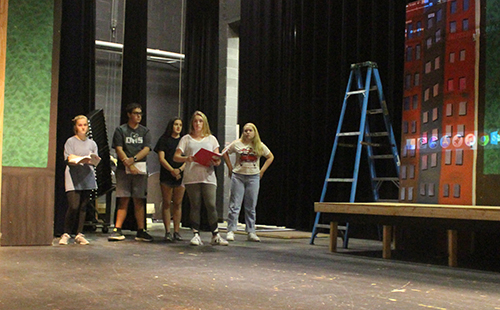 Annie cast members rehearse Act 1 Scene 2 after school on Sept. 17.