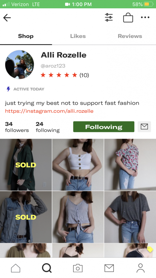 Junior Alli Rozelle sells used clothing on popular thrifting app Depop in order to ensure garments she no longer wears do not end up in a landfill. 
