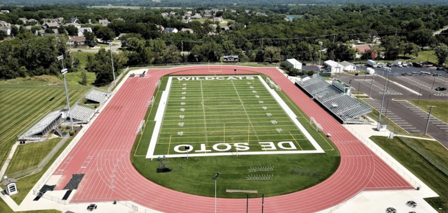 Overview of the De Soto High School field that  will continue to remain empty until the 2020-2021 school year.