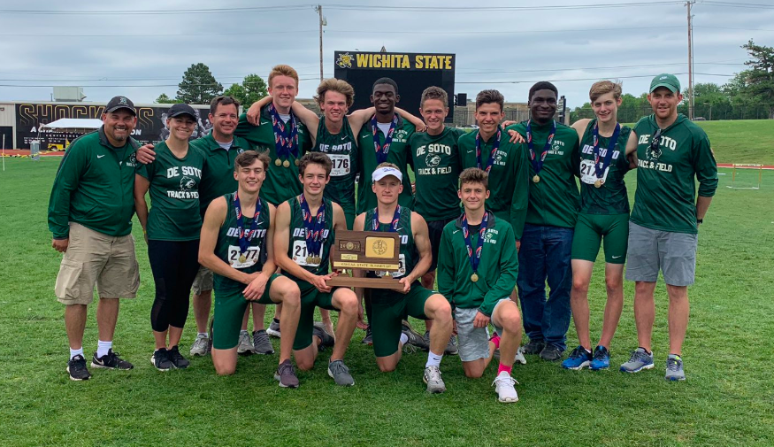 Wildcat photo taken at the Cessna Stadium in Wichita of Jack Sachse with the 5A boy runner-ups on May 30, 2019