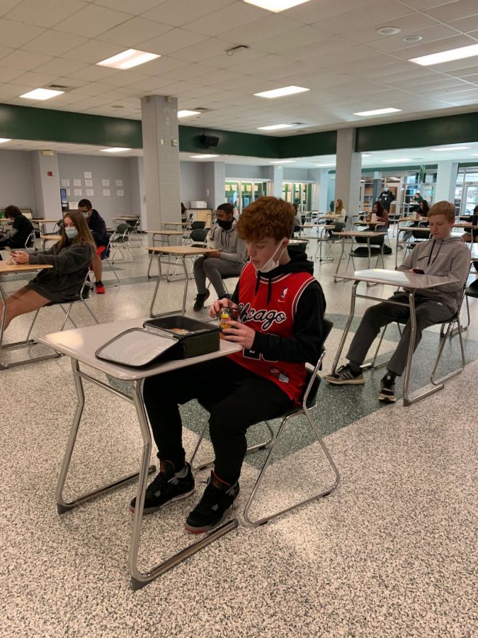 Freshman Bayler Bell sits independently during his lunch period on Jan. 20.