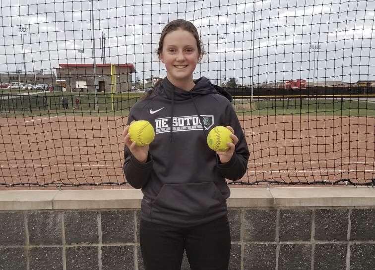 Freshman Marisa Johnson poses for a photo after hitting two home runs within a double-header on March 30.