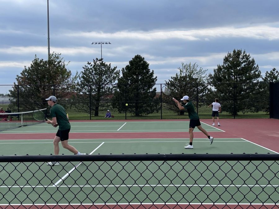 Connor Fitzsimmons and Cole Krudwig playing their first match at State on May 14, 2021 in Wichita, Kansas. 