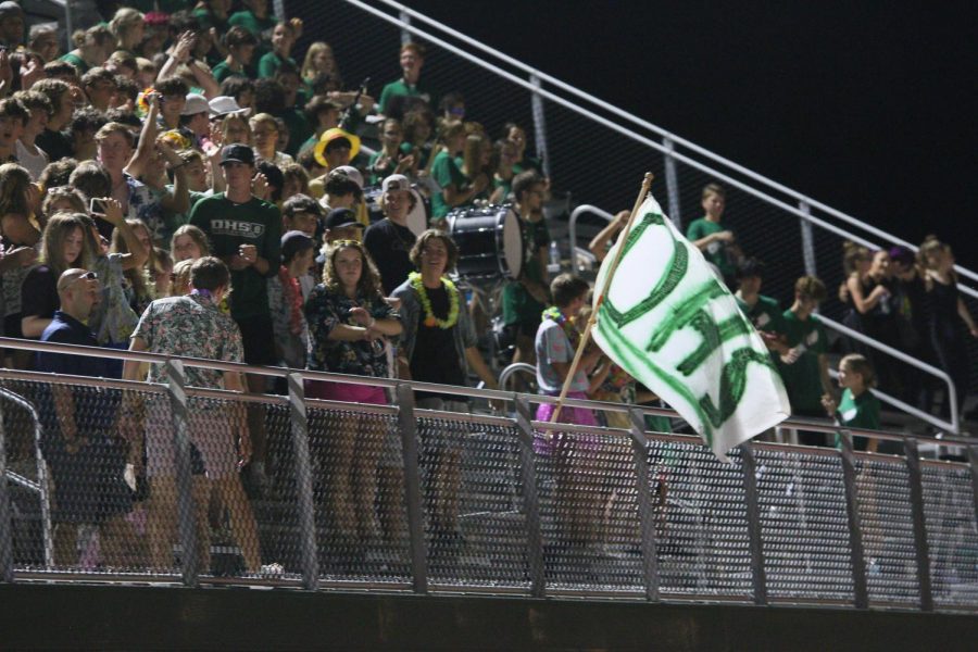 The student section gets hyped up for the game.