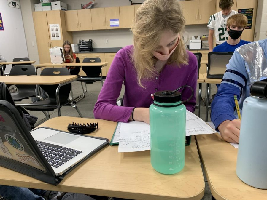 Reagan Ames studies her math in Mr. Yarborough's class on Friday, Oct 19.