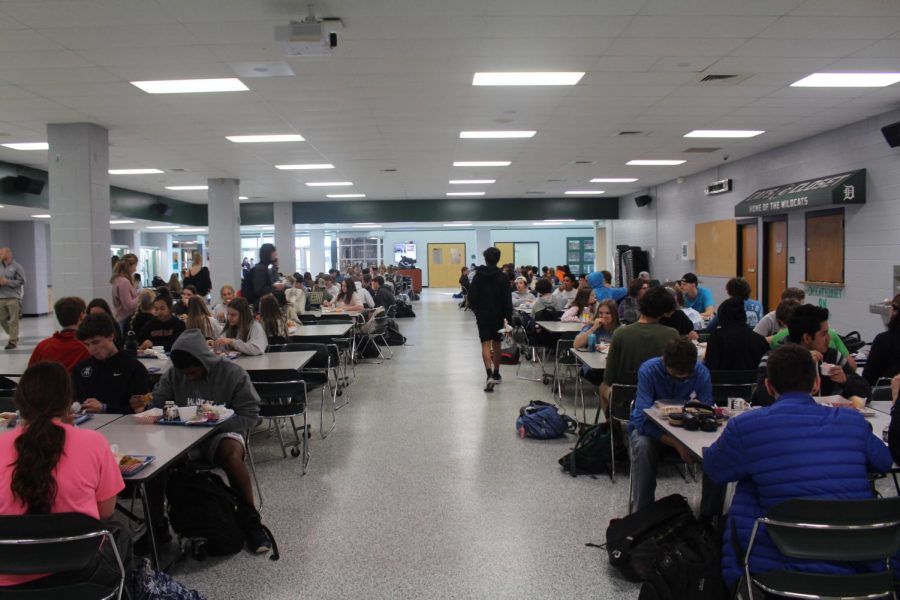 De Soto High School students enjoy the first day of the new lunch room seating arrangements on Wednesday Nov. 17, 2021. 