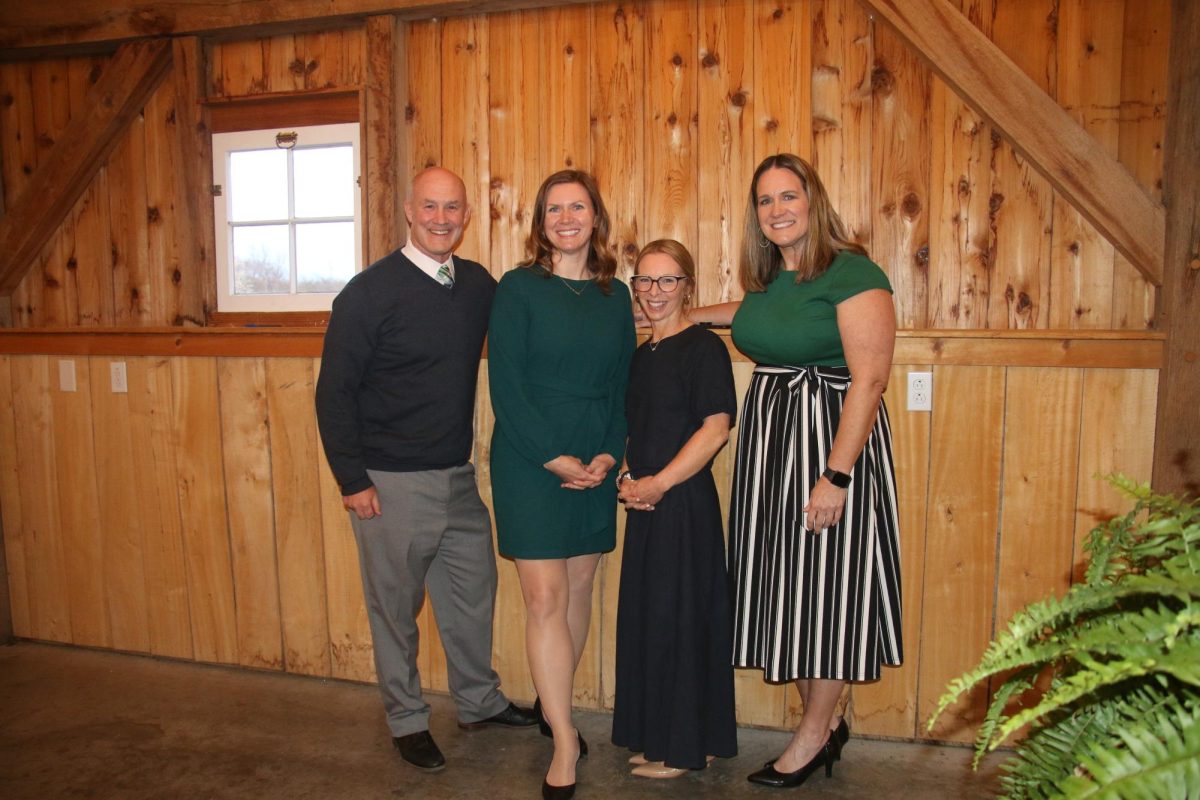 School administrators Samuel Ruff, Cathryn Monroe, Abby Huggins, and Michelle Mages (left to right) at the 2025 Academic Banquet on April 6.